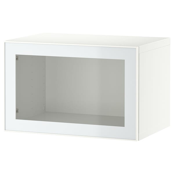Ikea BESTÅ - Wall-mounted cabinet combination, white Glassvik/white/light green clear glass, 60x42x38 cm