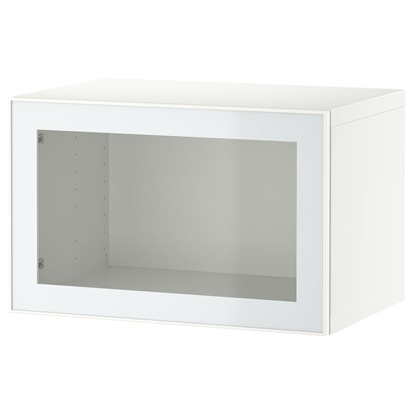 BESTÅ wall-mounted cabinet combination, white Glassvik/white/light green clear glass, 60x42x38 cm