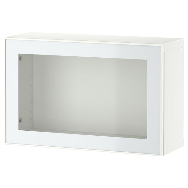 Ikea BESTÅ - Wall-mounted cabinet combination, white Glassvik/white/light green clear glass, 60x22x38 cm