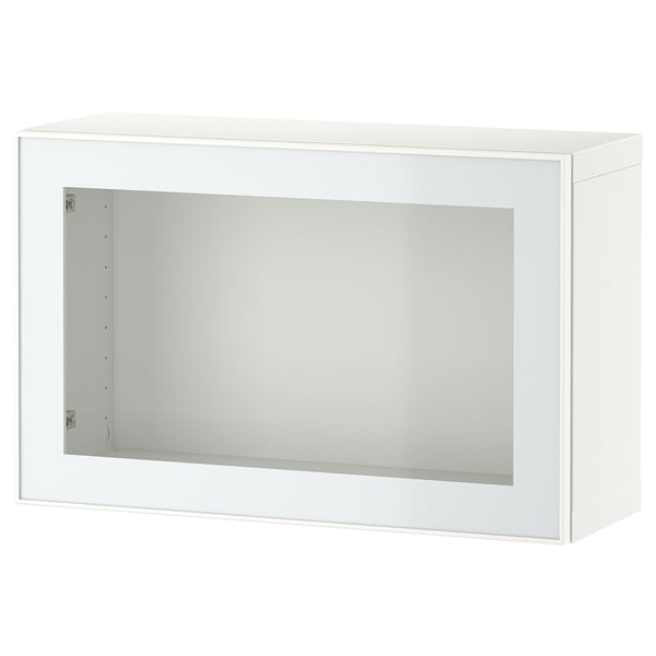 BESTÅ - BESTÅ Wall-mounted cabinet combination, white Glassvik/white/light green clear glass, 60x22x38 cm