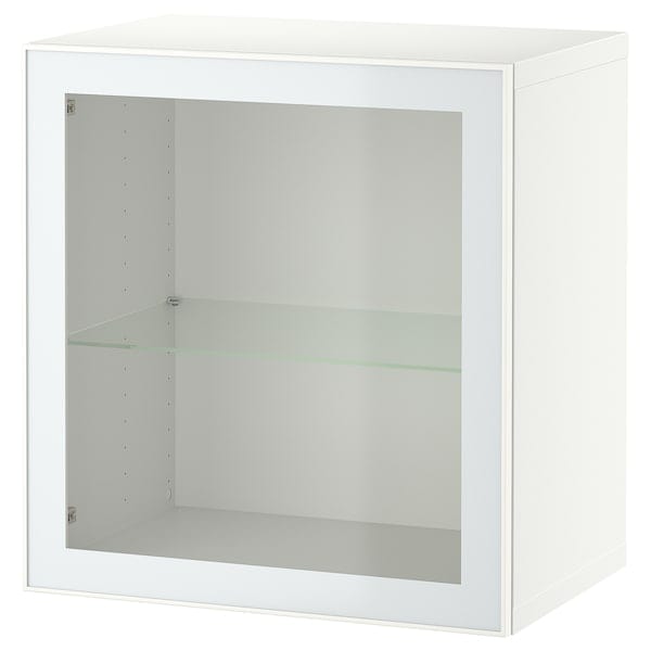 Ikea BESTÅ - Wall-mounted cabinet combination, white Glassvik/white/light green clear glass, 60x42x64 cm