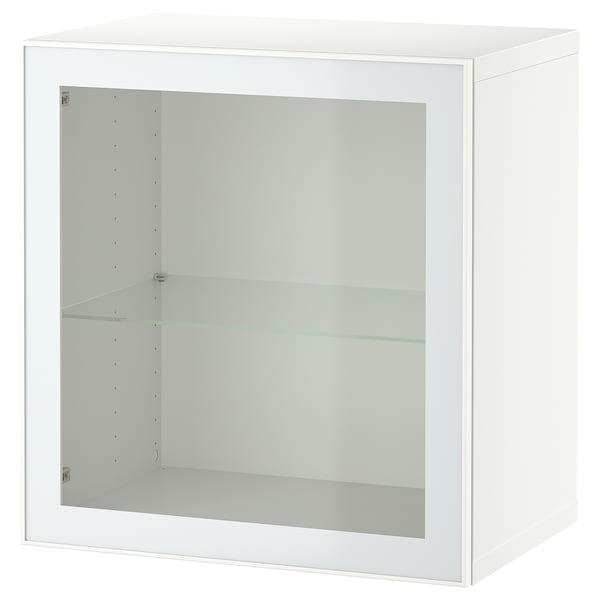 BESTÅ wall-mounted cabinet combination, white Glassvik/white/light green clear glass, 60x42x64 cm