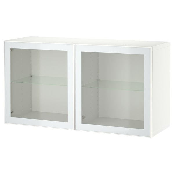 Ikea BESTÅ - Wall-mounted cabinet combination, white Glassvik/white/light green clear glass, 120x42x64 cm