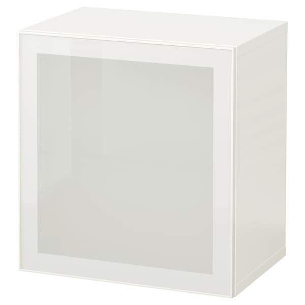 Ikea BESTÅ - Wall furniture combination, white/Glassvik frosted glass white,60x42x64 cm