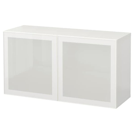 Ikea BESTÅ - Wall furniture combination, white/Glassvik frosted glass,120x42x64 cm