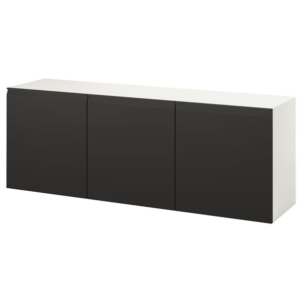 BESTÅ - BESTÅ Wall-mounted cabinet combination, white/Hammarsmed anthracite, 180x42x64 cm