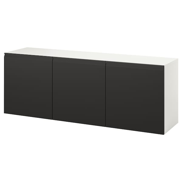BESTÅ - BESTÅ Wall-mounted cabinet combination, white/Hammarsmed anthracite, 180x42x64 cm