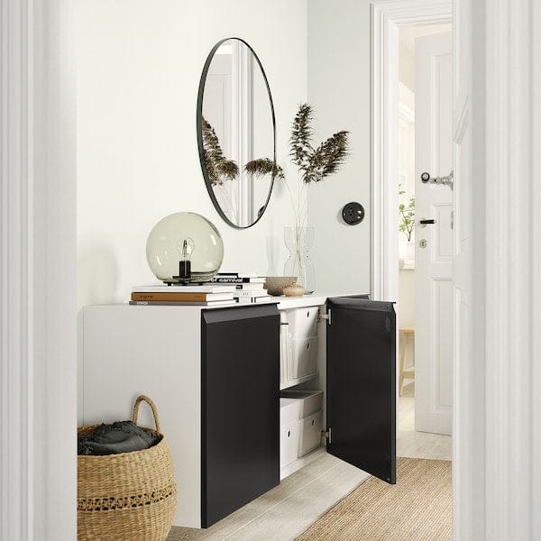 Ikea BESTÅ - Wall-mounted cabinet combination, white/Hammarsmed anthracite, 180x42x64 cm