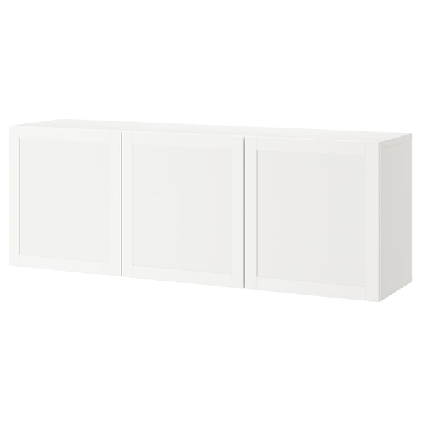 BESTÅ wall-mounted cabinet combination, white/Hanviken white, 180x42x64 cm