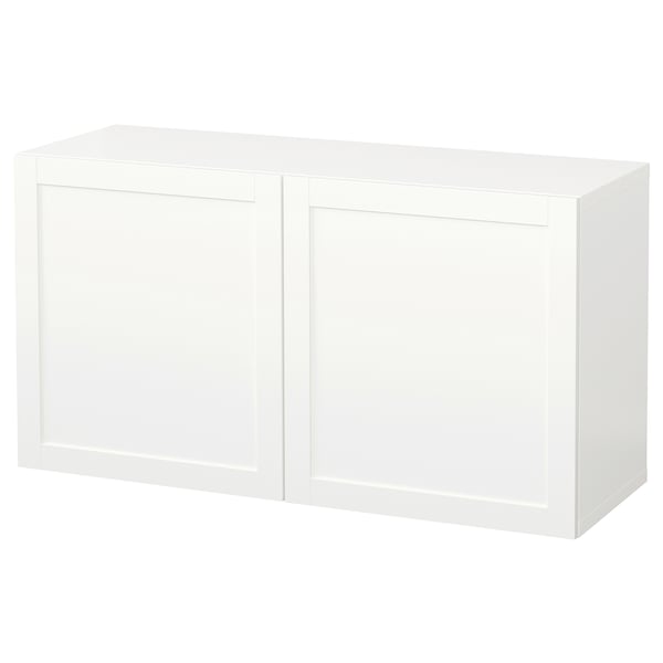 BESTÅ wall-mounted cabinet combination, white/Hanviken white, 120x42x64 cm