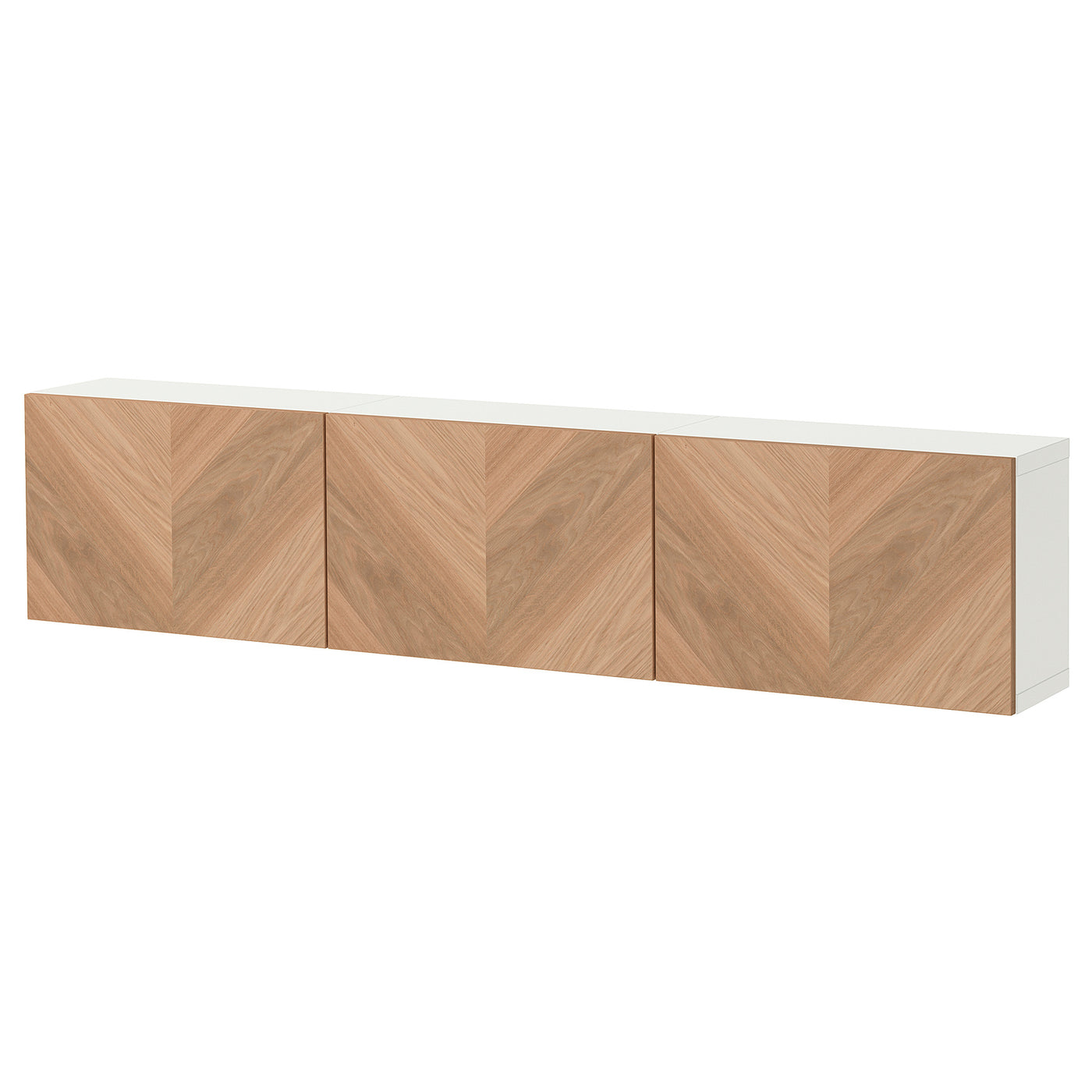 BESTÅ wall-mounted cabinet combination, white/Hedeviken oak veneer, 180x22x38 cm