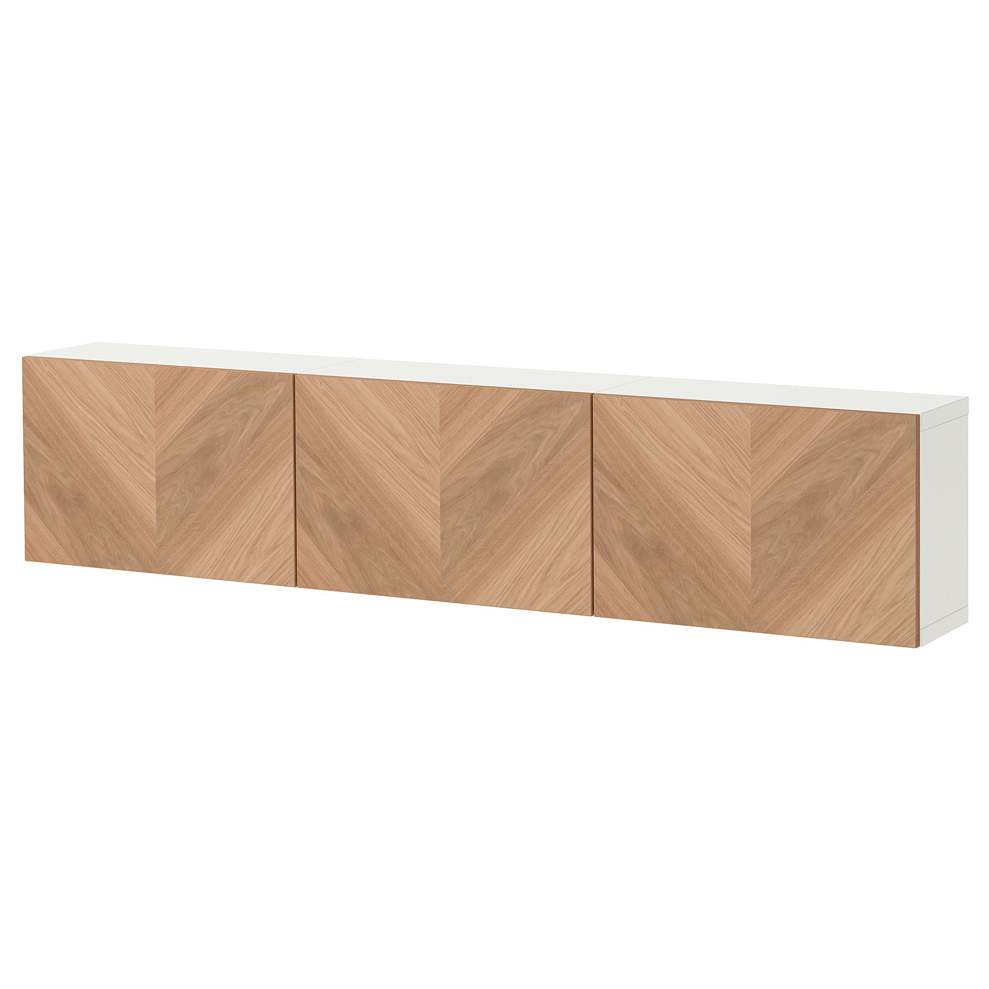 BESTÅ wall-mounted cabinet combination, white/Hedeviken oak veneer, 180x22x38 cm