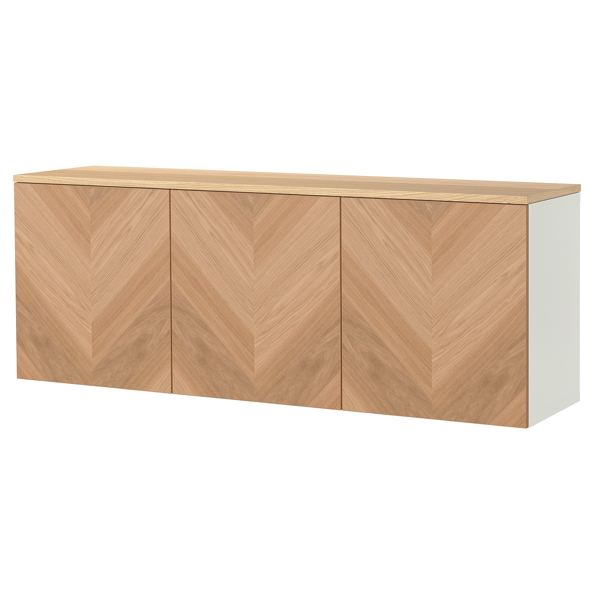 BESTÅ wall-mounted cabinet combination, white/Hedeviken oak veneer, 180x42x66 cm