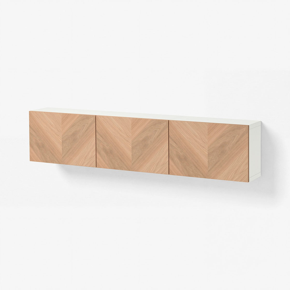 BESTÅ wall-mounted cabinet combination, white/Hedeviken oak veneer, 180x22x38 cm