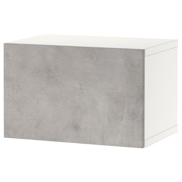 BESTÅ wall-mounted cabinet combination, white Kallviken/light grey concrete effect, 60x42x38 cm