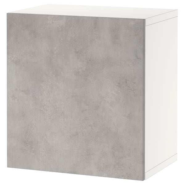 BESTÅ wall-mounted cabinet combination, white Kallviken/light grey concrete effect, 60x42x64 cm