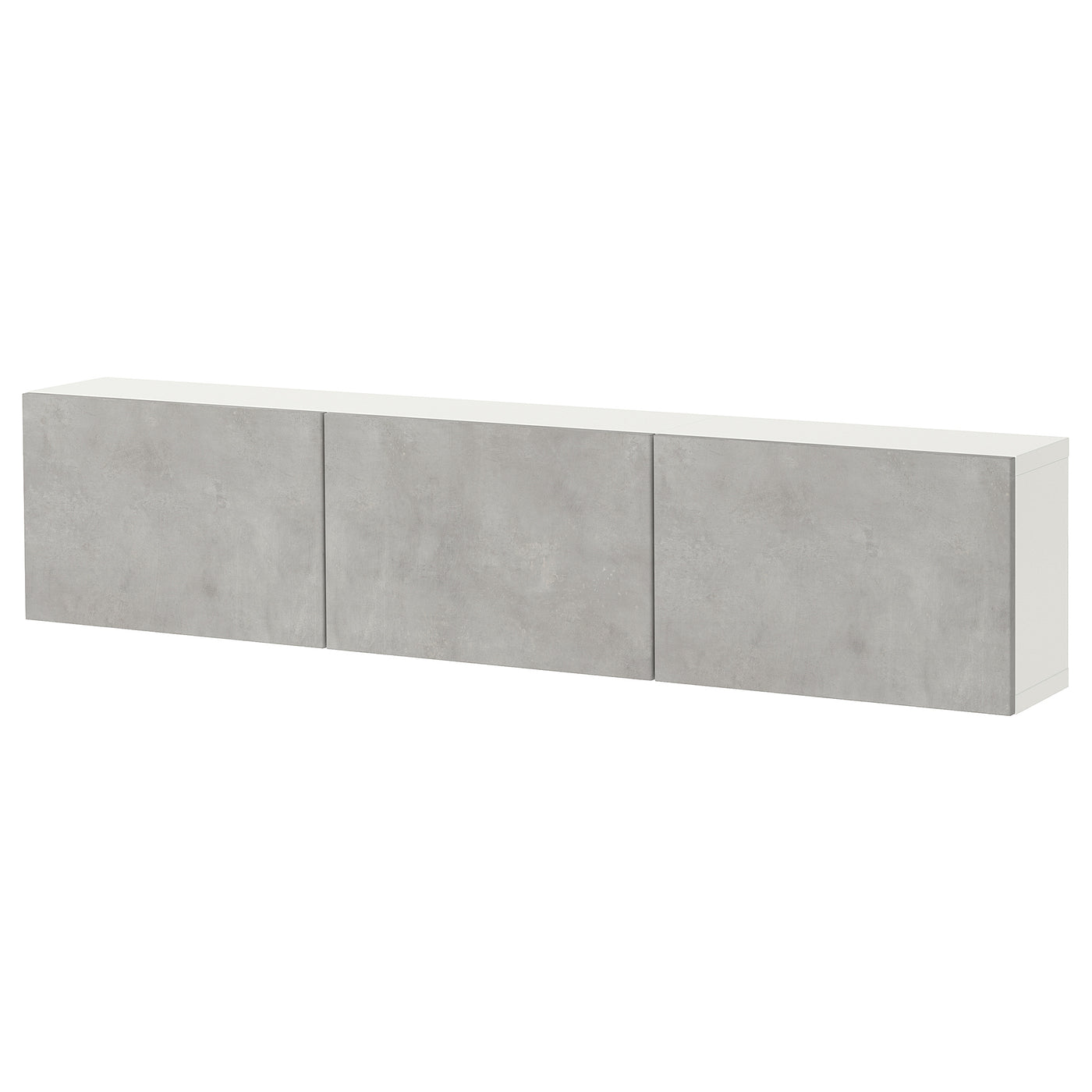BESTÅ wall-mounted cabinet combination, white Kallviken/light grey concrete effect, 180x22x38 cm