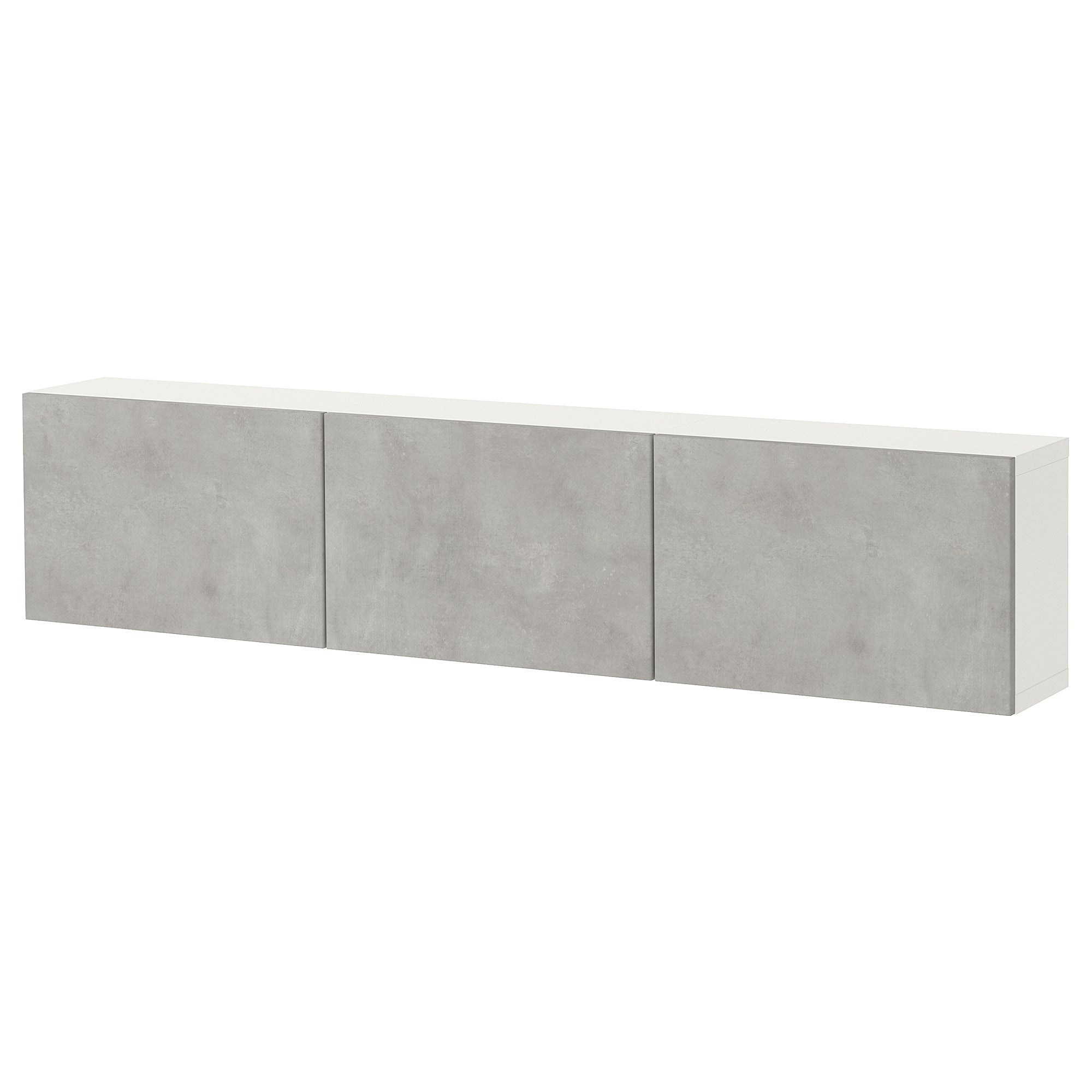 BESTÅ wall-mounted cabinet combination, white Kallviken/light grey concrete effect, 180x22x38 cm