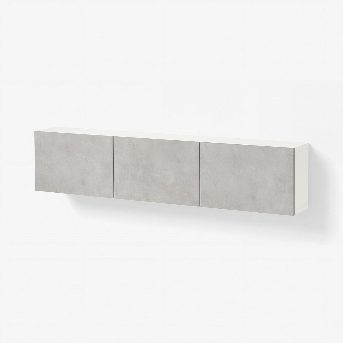 BESTÅ wall-mounted cabinet combination, white Kallviken/light grey concrete effect, 180x22x38 cm
