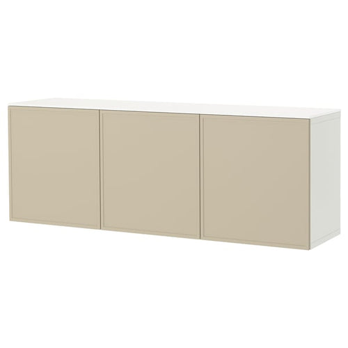 BESTÅ wall-mounted cabinet combination, white Krukmakare/beige high-gloss white, 180x42x65 cm