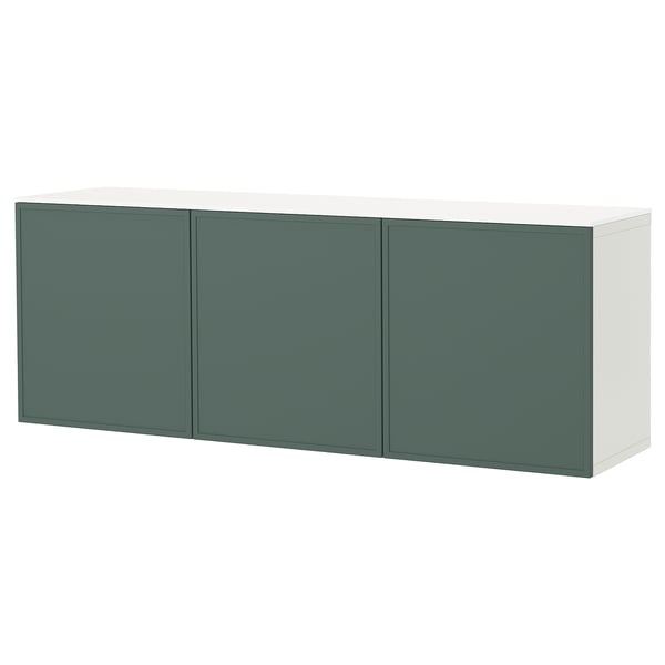 BESTÅ wall furniture combination, white Krukmakare/dark gray-green white glossy, 180x42x65 cm