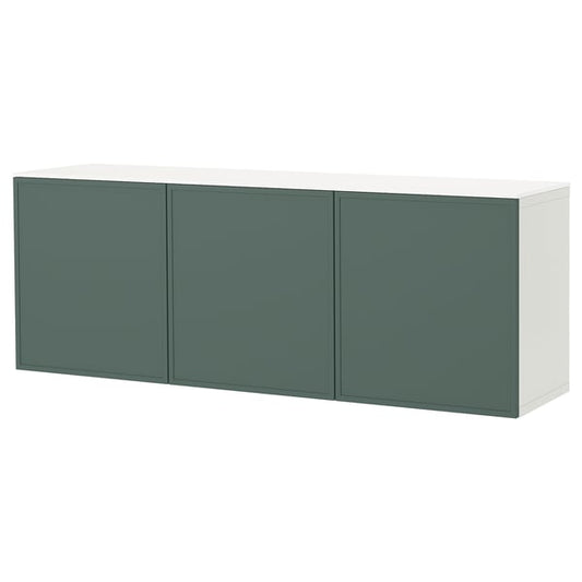 BESTÅ wall furniture combination, white Krukmakare/dark gray-green white glossy, 180x42x65 cm