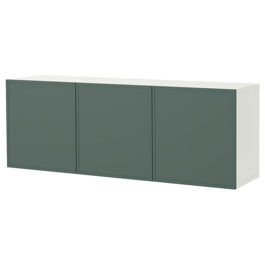 BESTÅ wall furniture combination, white/Krukmakare dark gray-green, 180x42x64 cm