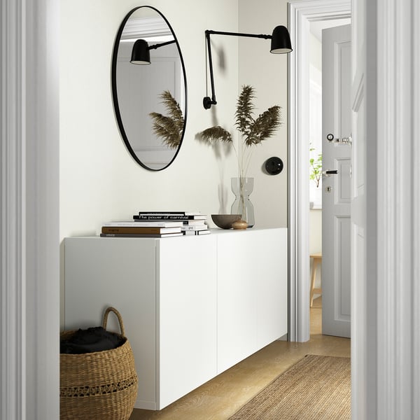 BESTÅ wall-mounted cabinet combination, white/Lappviken white, 180x42x64 cm