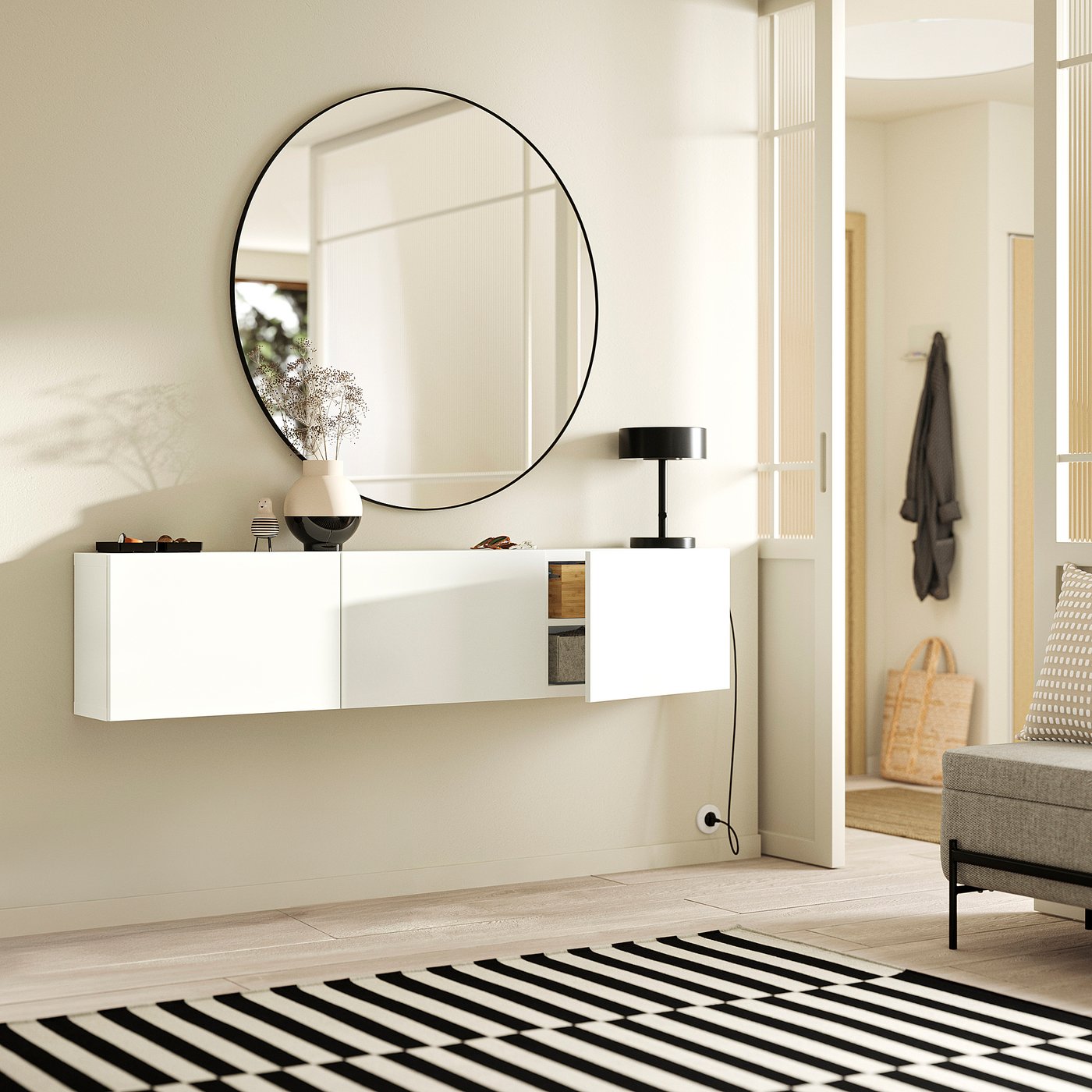 BESTÅ wall-mounted cabinet combination, white/Lappviken white, 180x22x38 cm