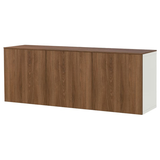 BESTÅ wall furniture combination, white/Lappviken walnut effect, 180x42x65 cm