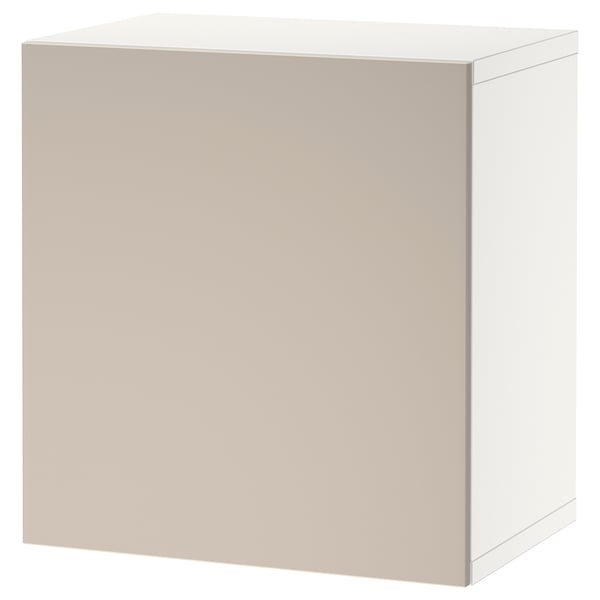 BESTÅ wall-mounted cabinet combination, white/Lappviken light grey/beige, 60x42x64 cm