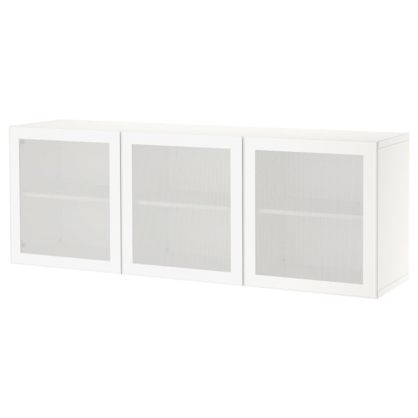 BESTÅ - BESTÅ Wall-mounted cabinet combination, white/Mörtviken white, 180x42x64 cm