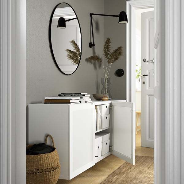 BESTÅ - BESTÅ Wall-mounted cabinet combination, white/Mörtviken white, 180x42x64 cm