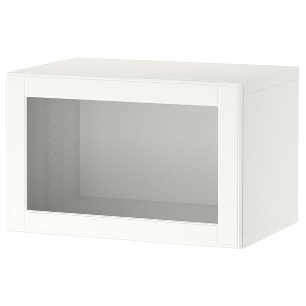 BESTÅ wall-mounted cabinet combination, white/Ostvik white/clear glass, 60x42x38 cm