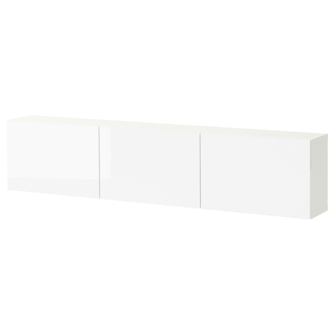 BESTÅ wall-mounted cabinet combination, white/Selsviken high-gloss white, 180x22x38 cm