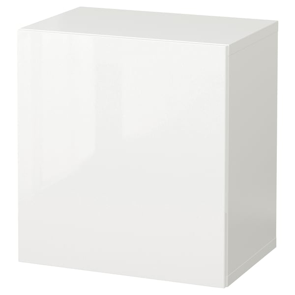 BESTÅ wall-mounted cabinet combination, white/Selsviken white, 60x42x64 cm