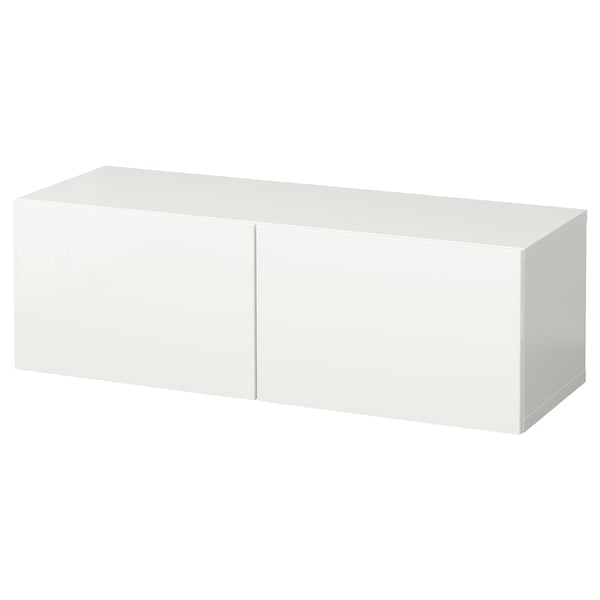 BESTÅ wall-mounted cabinet combination, white/Selsviken white, 120x42x38 cm
