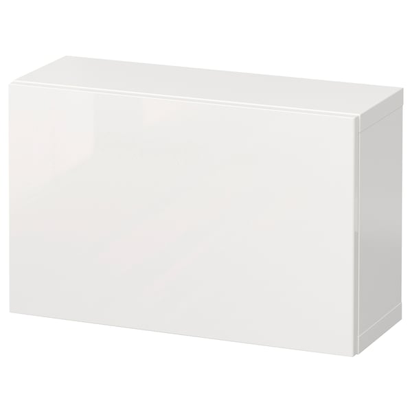 BESTÅ wall-mounted cabinet combination, white/Selsviken high-gloss/white, 60x22x38 cm