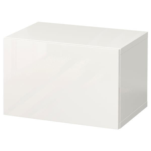 BESTÅ wall-mounted cabinet combination, white/Selsviken high-gloss/white, 60x42x38 cm