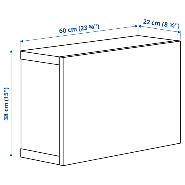 BESTÅ - Wall-mounted cabinet combination, white/Selsviken high-gloss/white, 60x22x38 cm
