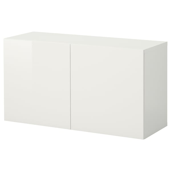 BESTÅ wall-mounted cabinet combination, white/Selsviken high-gloss, 120x42x64 cm