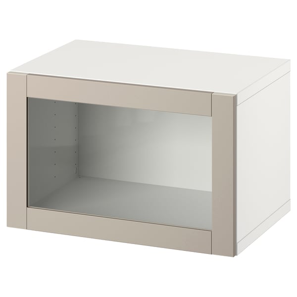 BESTÅ wall-mounted cabinet combination, white/Sindvik light grey-beige, 60x42x38 cm