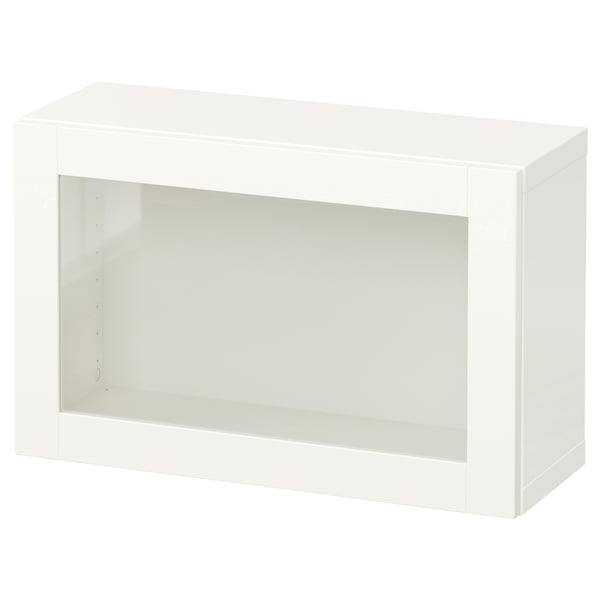 BESTÅ - BESTÅ Wall-mounted cabinet combination, white/Sindvik white clear glass, 60x22x38 cm