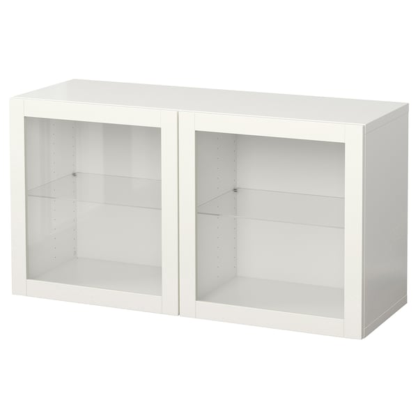 BESTÅ wall-mounted cabinet combination, white/Sindvik clear glass, 120x42x64 cm