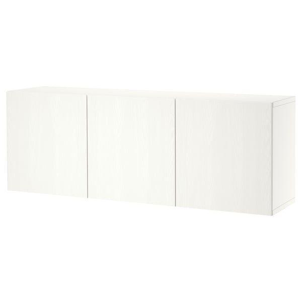 BESTÅ wall-mounted cabinet combination, white/Timmerviken white, 180x42x64 cm