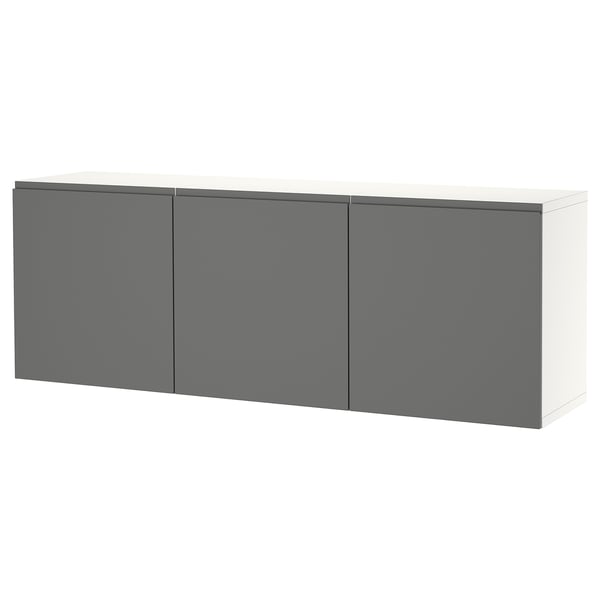 BESTÅ wall-mounted cabinet combination, white/Västerviken dark grey, 180x42x64 cm
