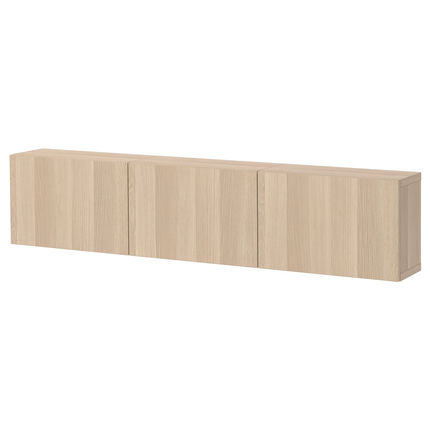 BESTÅ wall-mounted cabinet combination, white stained oak effect/Lappviken white stained oak effect, 180x22x38 cm