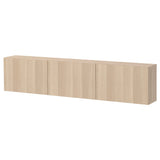 BESTÅ wall-mounted cabinet combination, white stained oak effect/Lappviken white stained oak effect, 180x22x38 cm