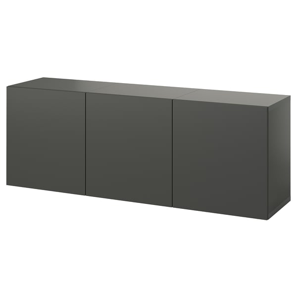 BESTÅ wall-mounted cabinet combination, dark grey/Lappviken dark grey, 180x42x64 cm