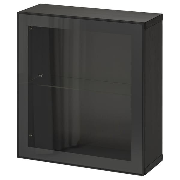 BESTÅ wall-mounted cabinet combination, black-brown/Glassvik black, 60x22x64 cm